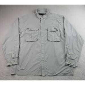 ExOfficio‎ Shirt Mens XL Gray Vented Mesh Back Button Down Long Sleeve Fishing